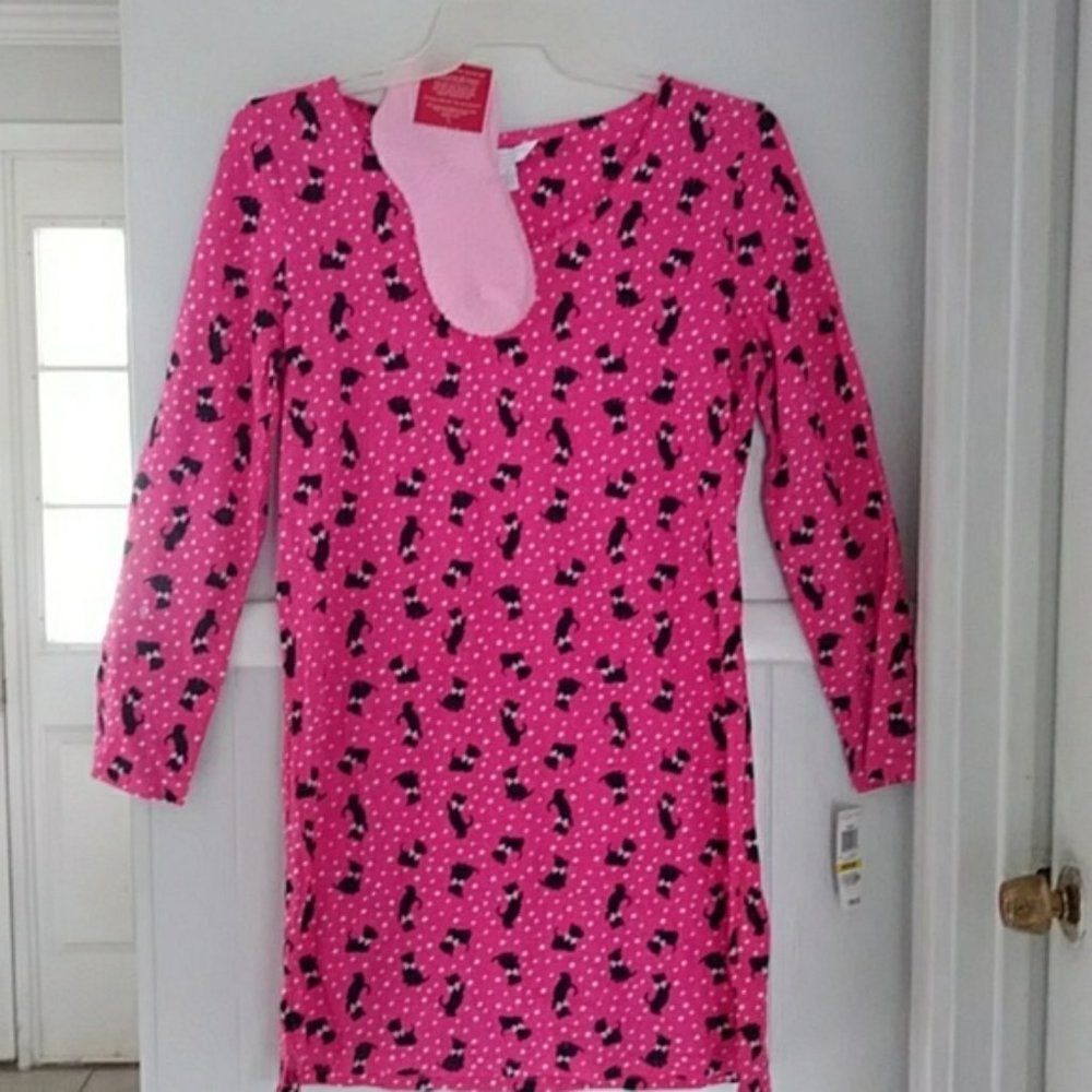 NWT Charter Club pink black cat print nightdress